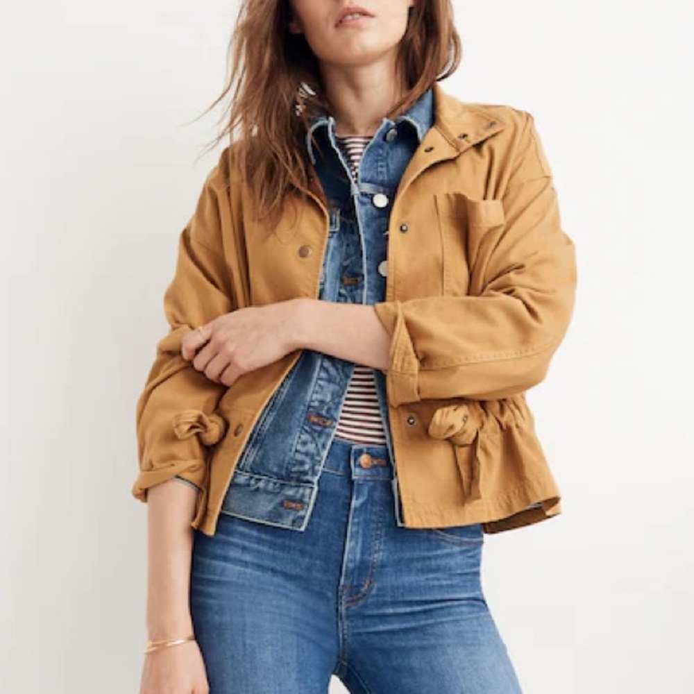 Madewell Southlake Military Jacket Waist Tie Utility Field Minimalist Tan Size L - Picture 2 of 10